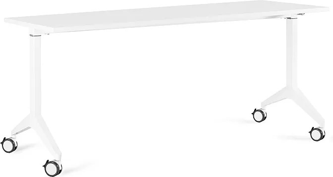 Biurko z kółkami i białym blatem Yumi S 180x70 cm