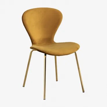 Krzesło Do Jadalni Sztaplowane W Aksamicie Uit Mostaza & Goud - Sklum