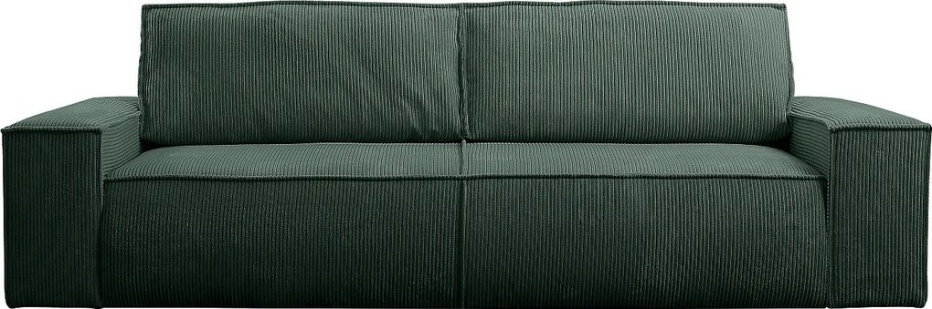 Kanapa 3-osobowa rozkładana, ze sztruksu w kolorze butelkowej zieleni - AMELIA marki PASCAL MORABITO