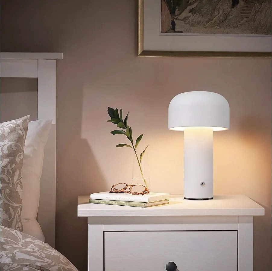 NETTLIFE 2W ściemnialna, zasilana bateryjnie, bezprzewodowa lampa stołowa LED do sypialni, mała lampa w kształcie grzybka