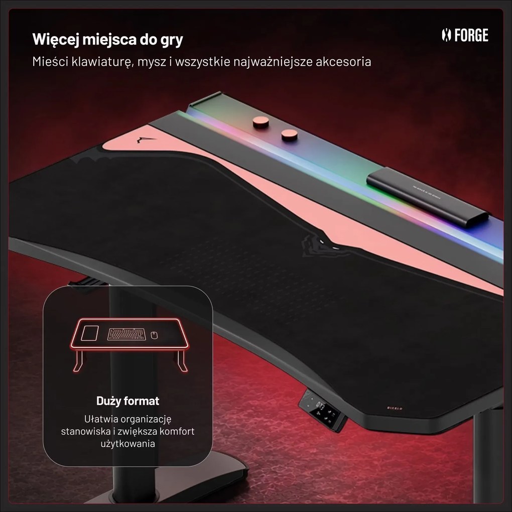 Podkładka ochronna na biurko Diablo X-Forge 140 cm, Black Akira Pink