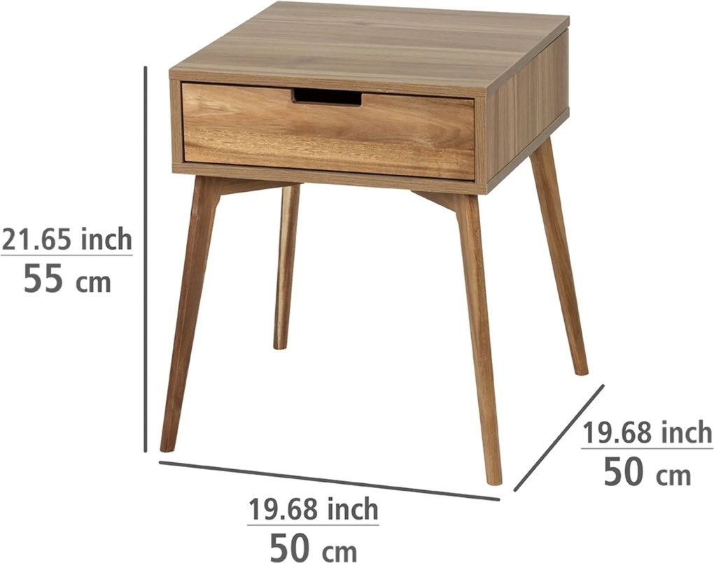 Mini komoda, stolik pomocniczy z szufladą, drewno olchowe, WENKO