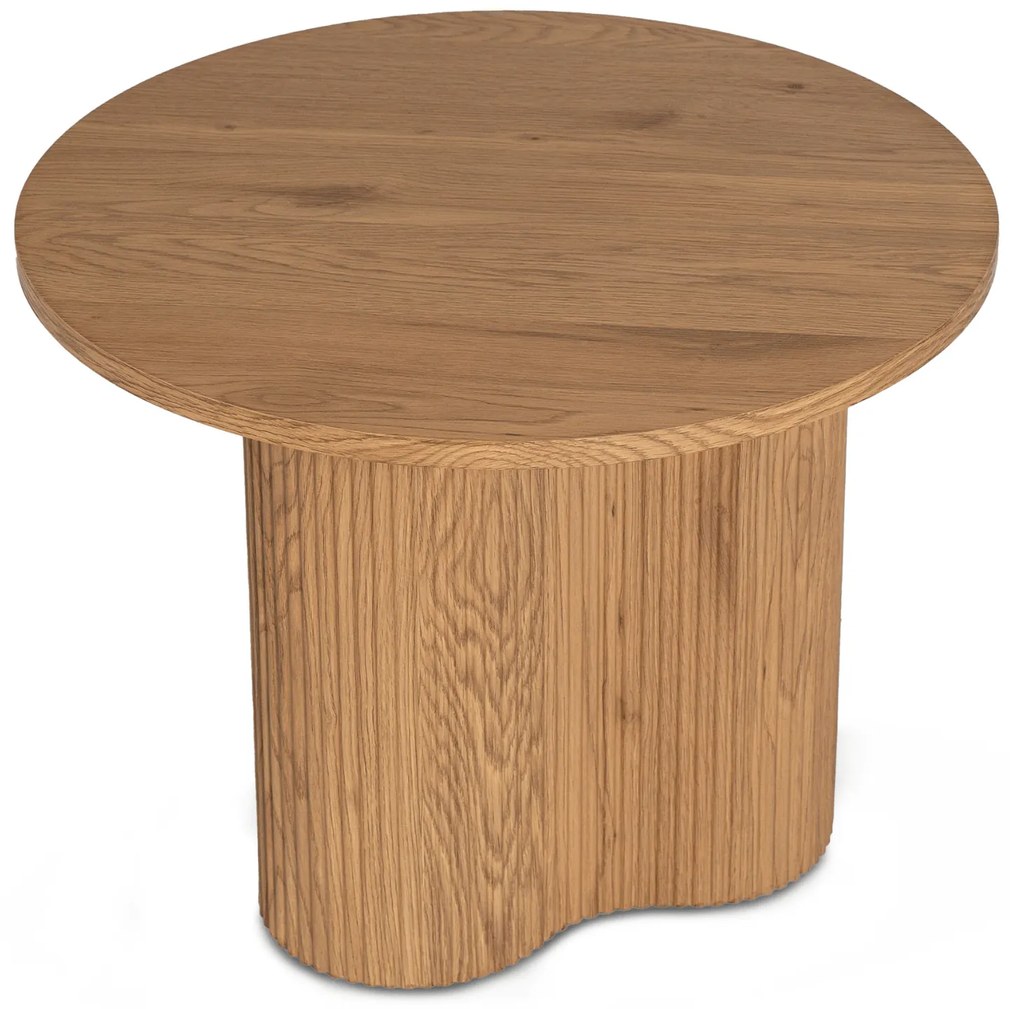 Stolik Kawowy ARION 60 cm Okrągły Dąb z Ryflami Nowoczesny Loft
