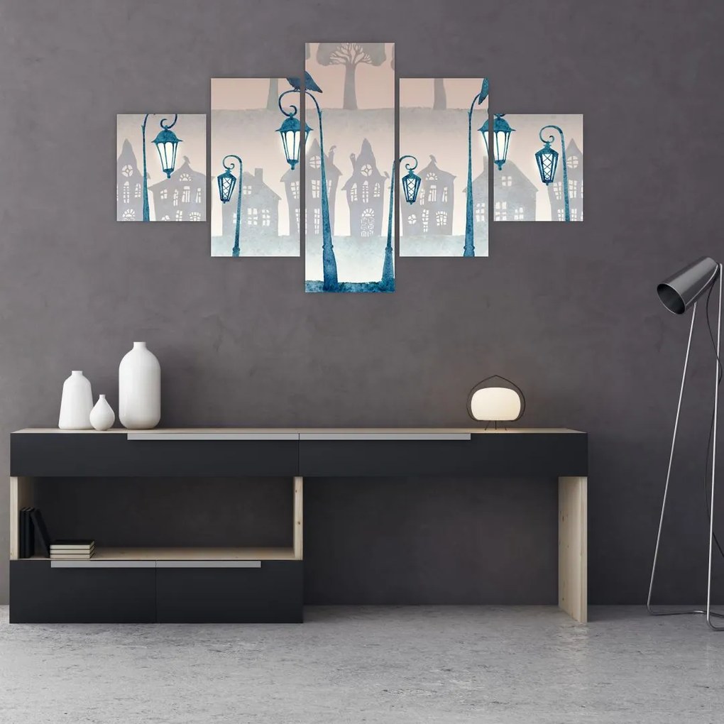 Obraz - Kruki strzegące miasta (125x70 cm)