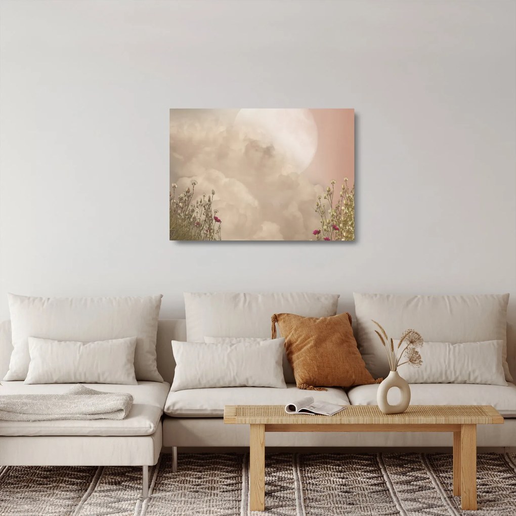 Obraz na szkle - Różowa pełnia księżyca (70x50 cm)