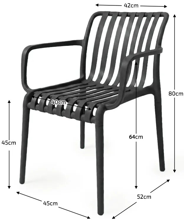 Plastowe krzesło TREGO z podłokietnikami, antracytowe
