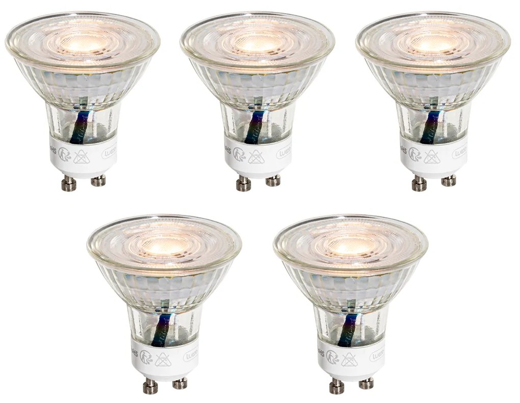 Zestaw 5 przezroczystych żarówek LED GU10 50mm 3W 200 lm 2200K