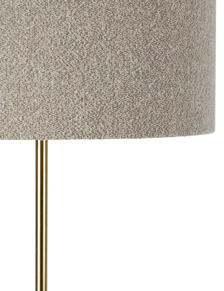Nowoczesna lampa podłogowa mosiężna z abażurem boucle taupe 50cm - KasoDesignerski Oswietlenie wewnetrzne