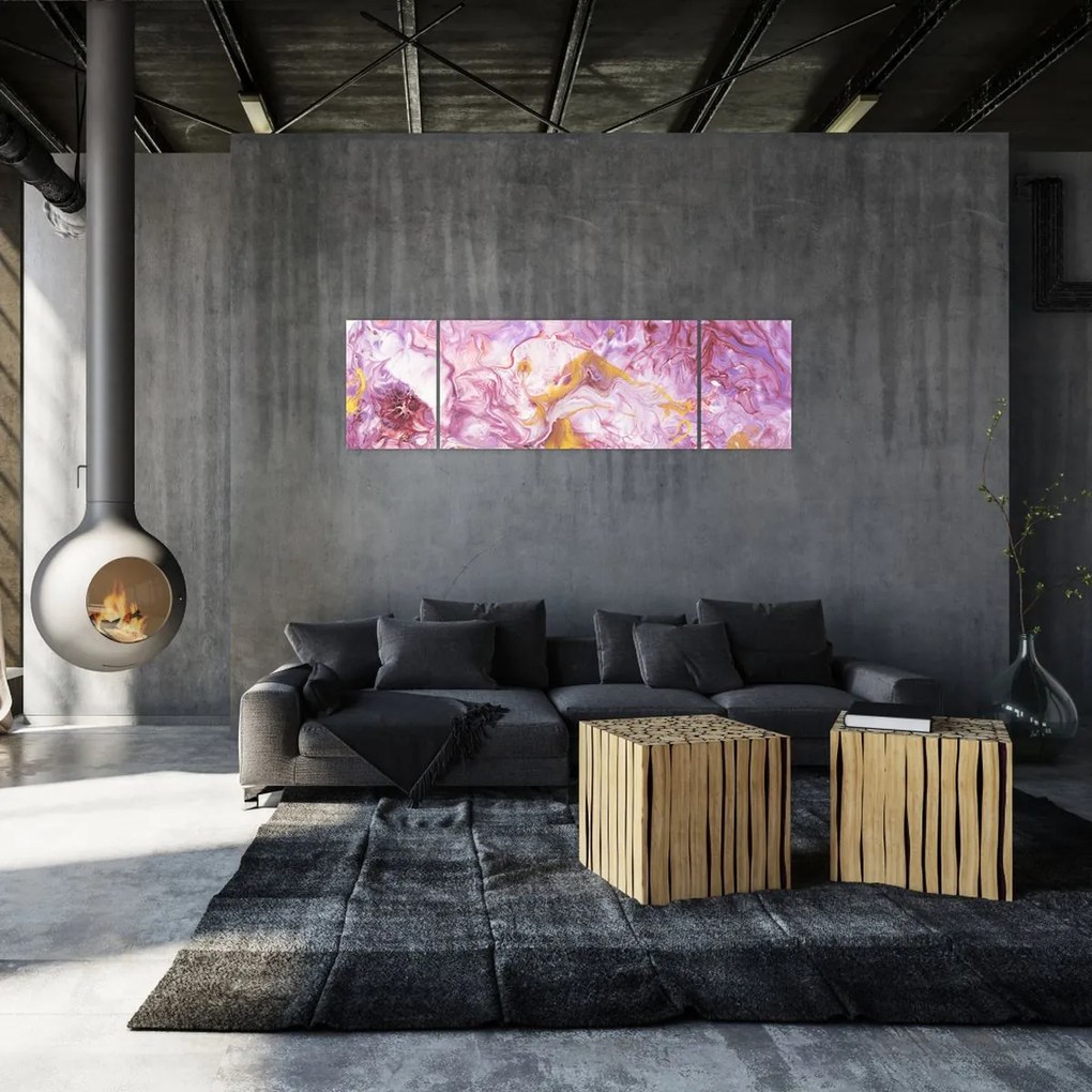 Obraz - Różwa abstrakcja (170x50 cm)