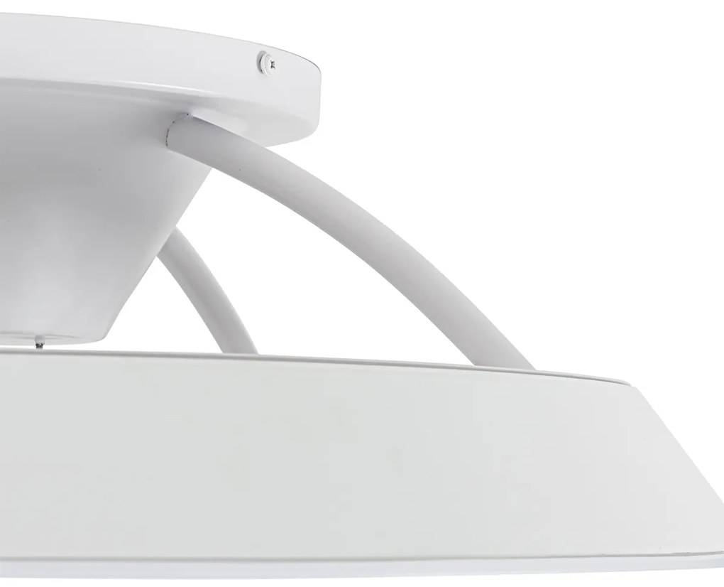 Inteligentny Wentylator sufitowy z lampą biały 59,5 cm z LED z możliwością ściemniania i pilotem - Deniz Nowoczesny Oswietlenie wewnetrzne