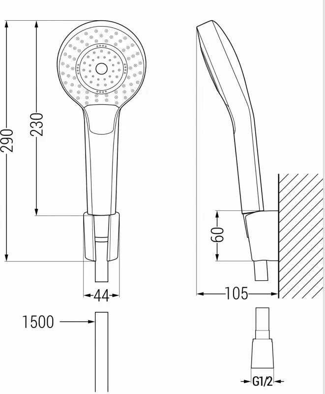 Mexen Milo R05 bateria wannowa z zestawem prysznicowym, czarna - 7133R05-70