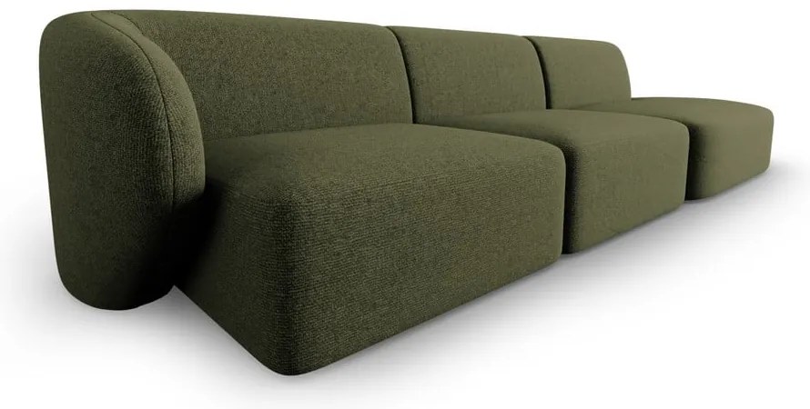 Zielona sofa z tkaniny szenilowej lewostronna 311 cm Paolo – Milo Casa
