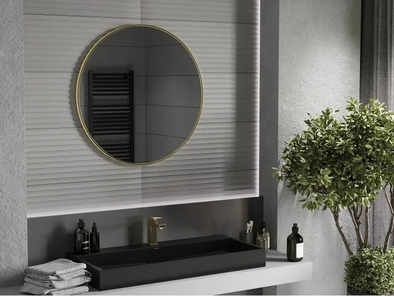 Mexen Loft lustro łazienkowe okragłe 80 cm, rama złota - 9850-080-080-000-50