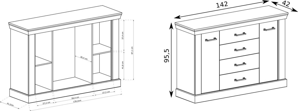 Komoda DESIO 142 cm do Salonu Sypialni Brązowy