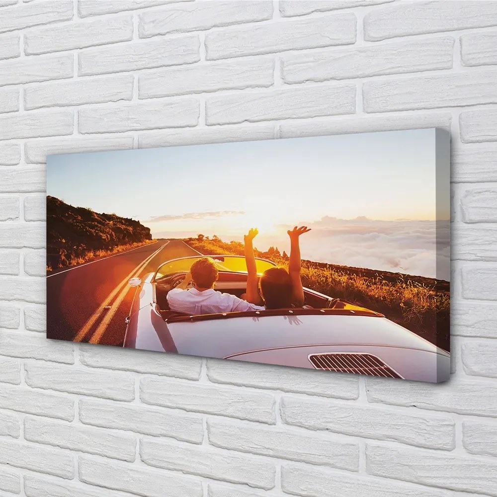 Obraz drukowany na płótnie Droga, Auto i Ludzie