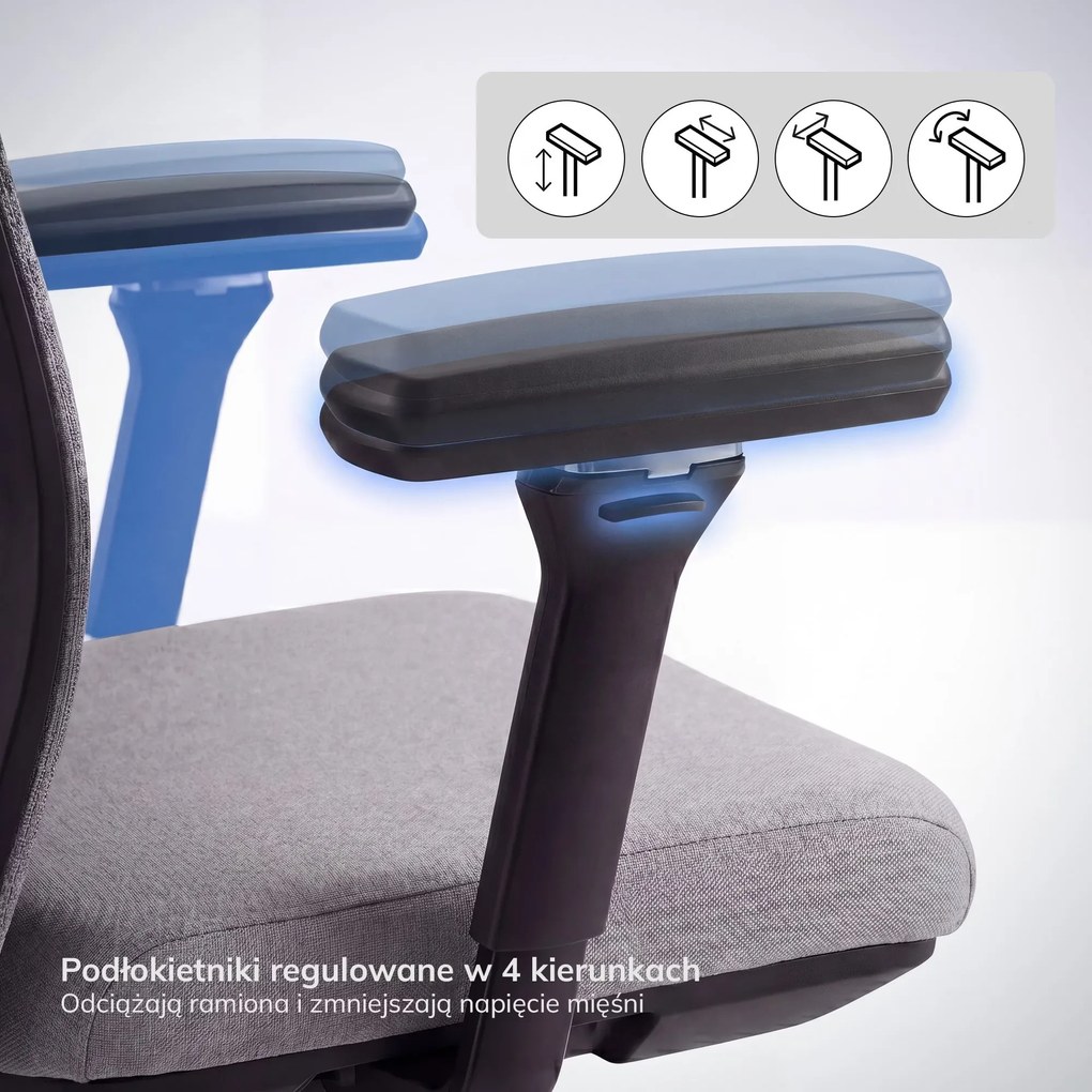 Fotel biurowy ergonomiczny szary VECTOR