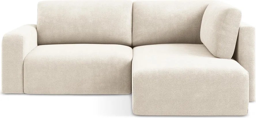 Kremowy rozkładany/ze schowkiem narożnik z tkaniny szenilowej (prawostronny/w kształcie litery L) Kona – Makamii