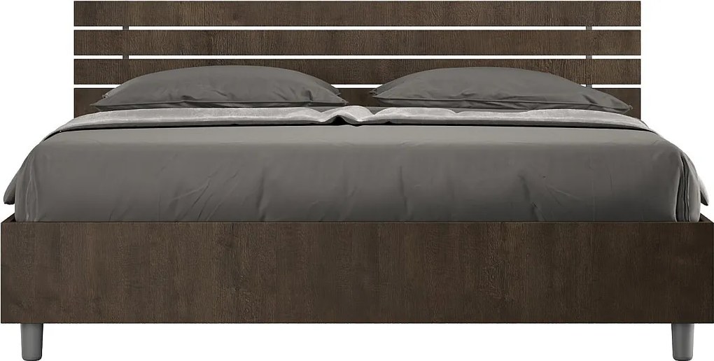 Łóżko bez stelaża 160x190 Nachylony zagłówek z listwami Orzech Ankel