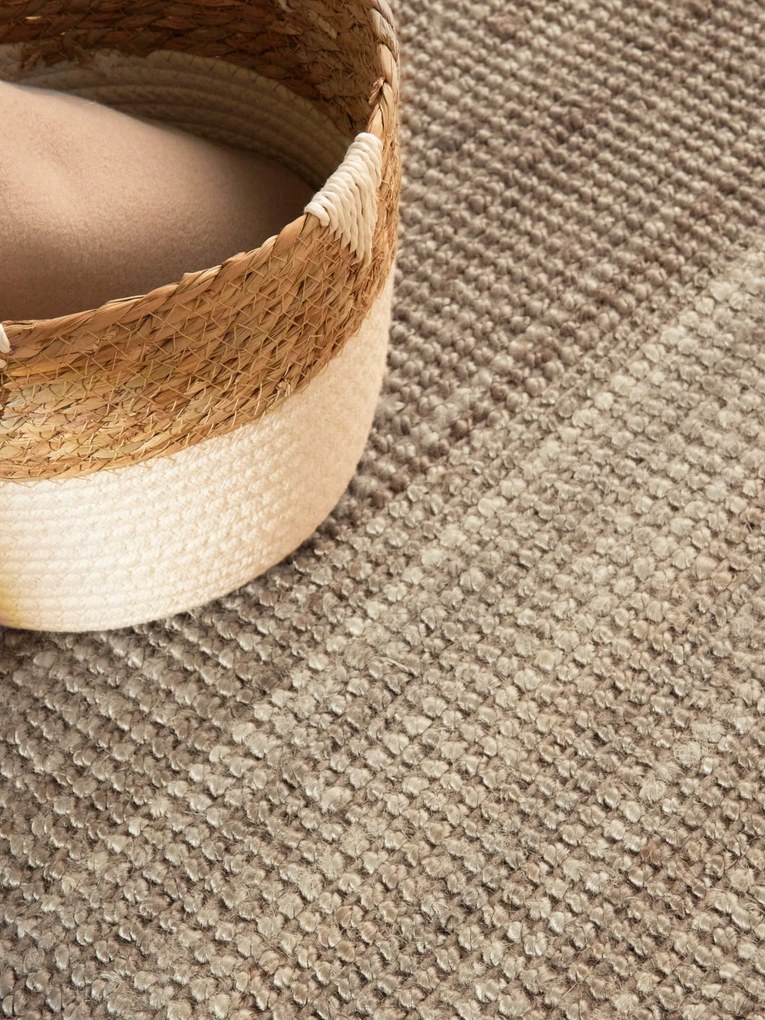 Dywan naturalny jutowy ręcznie tkany Boucle brązowo-szary 160 cm x 160 cm