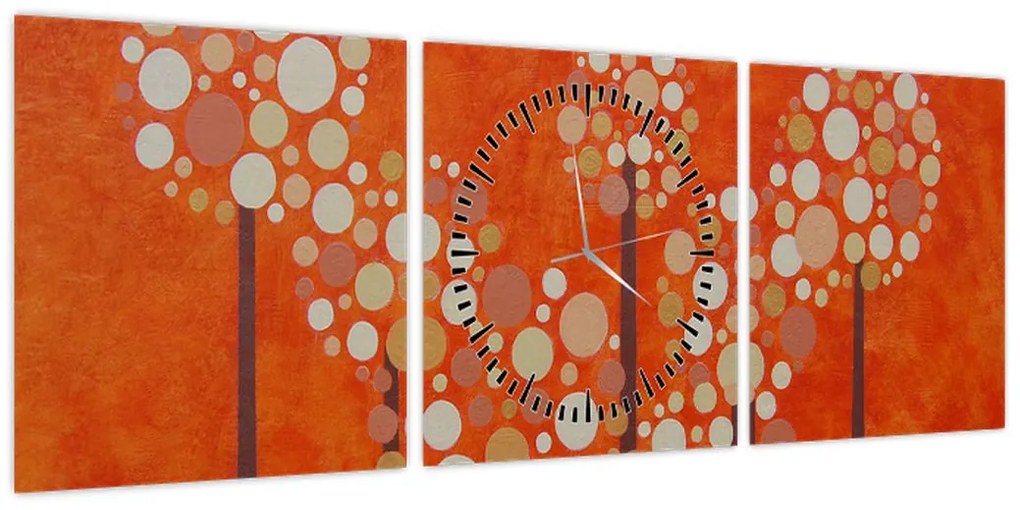 Obraz - Pomarańczowy las (z zegarem) (90x30 cm)