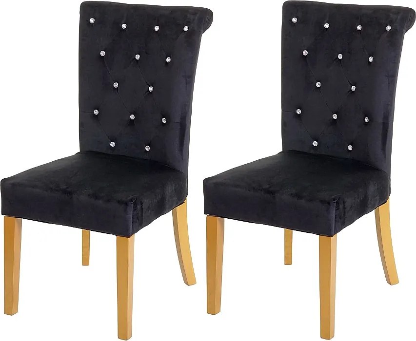 Krzesło do jadalni MCW-D22 (zestaw 2 sztuk),  czarny, nogi w kolorze złotym
