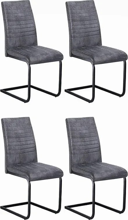 Zestaw 4 krzeseł do jadalni - tkanina i czarny metal - szary - TIBER