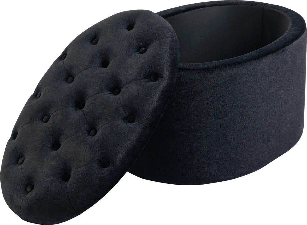 HOMCOM Ławka tapicerowana ze schowkiem skrzynia owalny kształt poliester drewno kolor czarny