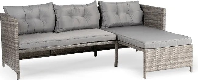 Zestaw Mebli Ogrodowych DALIANO Szary Narożnik Stolik Tarasowy Technorattan Nowoczesny