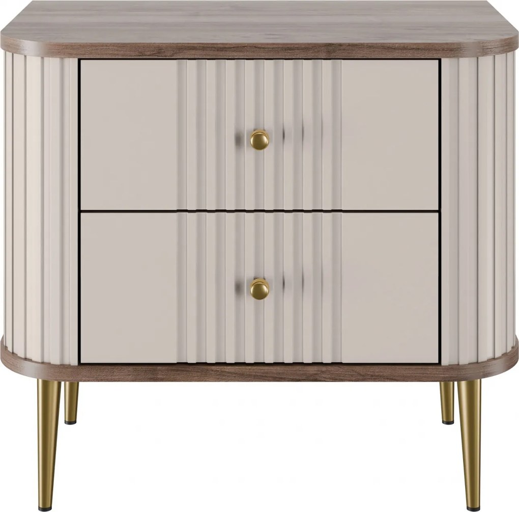 Zestaw szafek nocnych Vesper 56 cm - kaszmir / orzech / złote nogi