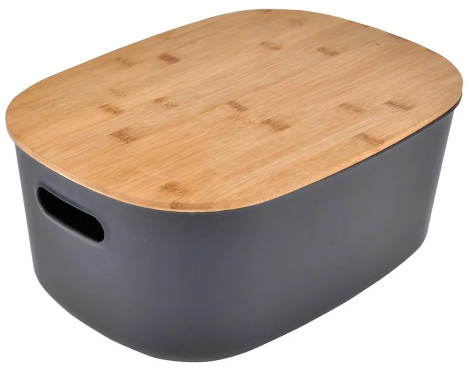 Antracytowy plastikowy pojemnik z pokrywką 24x18x12,5 cm – Homéa
