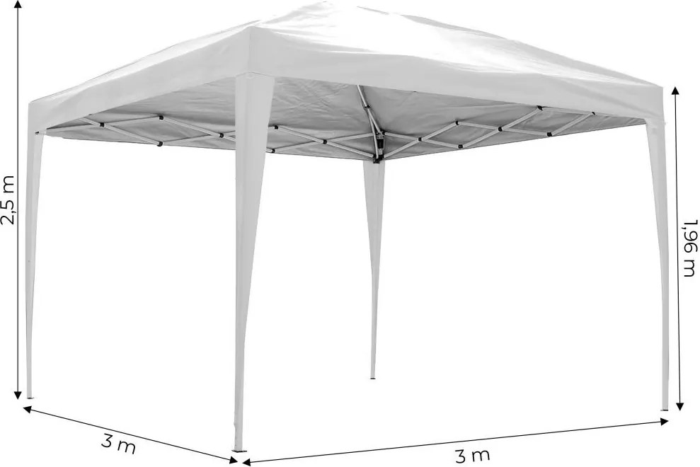 Pawilon handlowy automatyczny z torbą transportową Gardenia A-W, 3x3m, biały