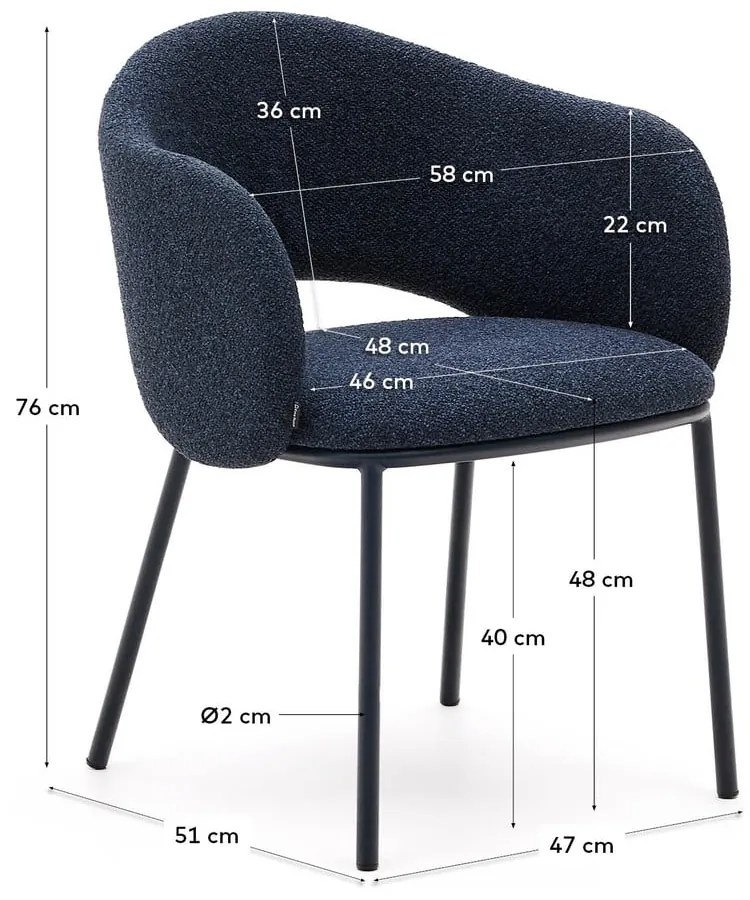 Ciemnoniebieskie krzesło Maina – Kave Home