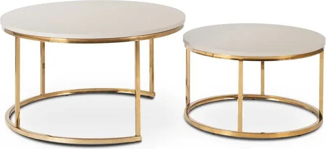 Zestaw Stolików Kawowych APULIA MAX 60 cm/80 cm Kaszmir/Złoty Glamour