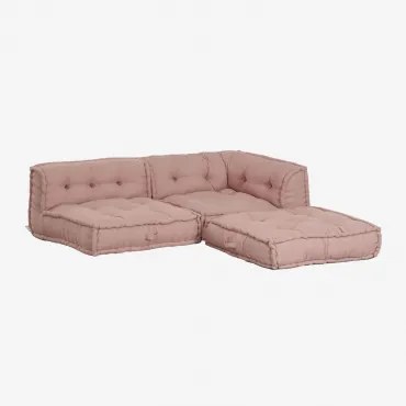 3-częściowa Modułowa Sofa Narożna Z Bawełny Dhel Blady Fioletowy Róż - Sklum