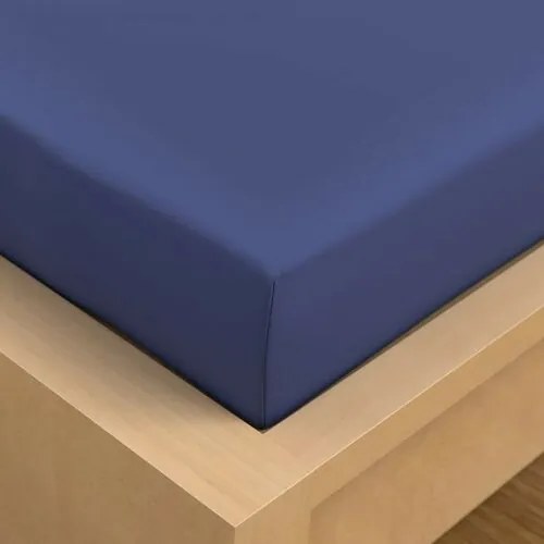 Kvalitex Prześcieradło satynowe z gumką ciemnoniebieski, 90 x 200 cm