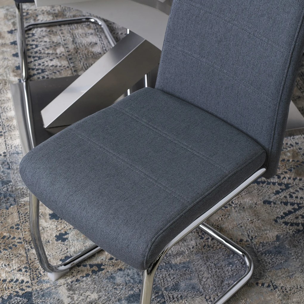 Krzesło Tapicerowane do Jadalni LOPEZ Ciemnoszare Na Płozach Nowoczesne