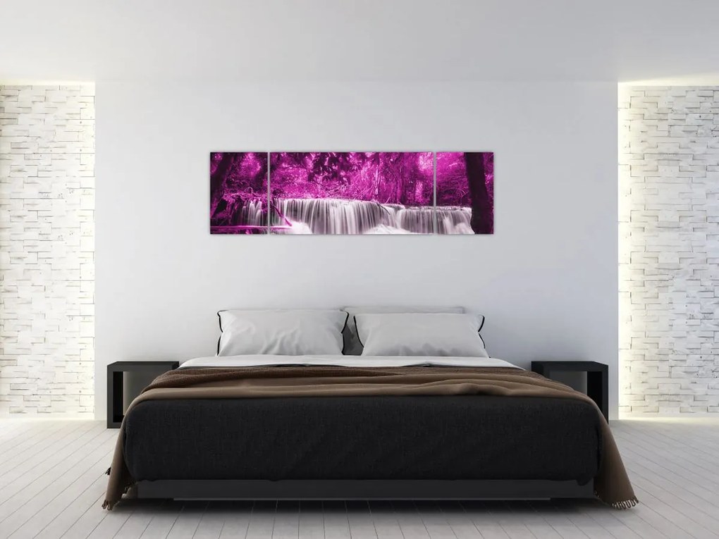 Obraz - Wodospad, fioletowy (170x50 cm)
