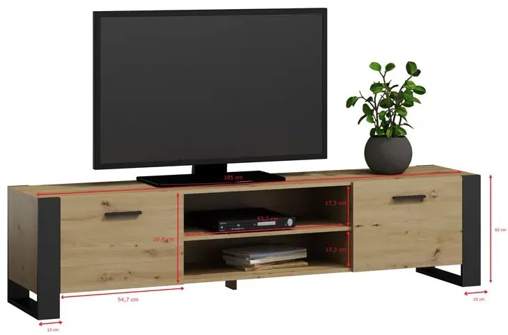 Nowoczesna szafka RTV dąb artisan 185 cm M6-A03