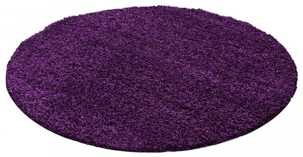 Dywan shaggy jednokolorowy fioletowy koło 120 cm x 120 cm