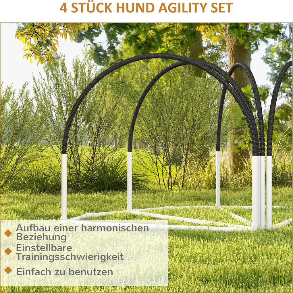 PawHut Zestaw agility dla psów Zestaw treningowy dla psów, 4 elementy, 89 x 69 x 99 cm, Biały+Czarny