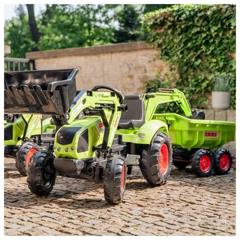 Falk traktor claas avec zielony na pedały z przyczepką od 3 lat