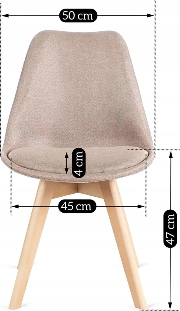 Zestaw Stół Prostokątny Rozkładany SKUBI 120-160 cm Dąb Artisan i 4 Krzesła Tapicerowane do Jadalni NEVEL Beżowe Skandynawskie