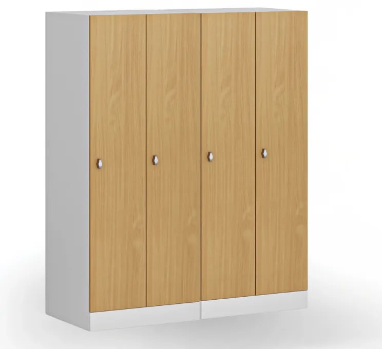 Szafa ubraniowa S1 obniżona, 2-drzwiowa, 1500 x 600 x 500 mm, demontaż, zamek obrotowy, drzwi laminowane, dąb naturalny