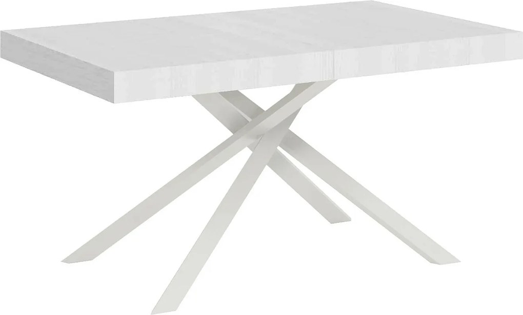 Stół rozkładany 140/224x80 cm Karida frassino biała nogi białe