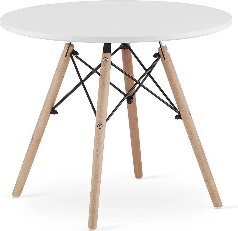 Stolik kawowy Valora MAKSI, nowoczesny, okrągły, nogi z białego buku, 60 cm