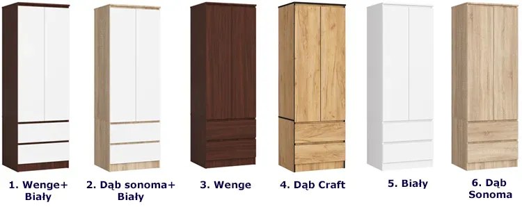 Dwudrzwiowa szafa z szufladami dąb craft - Deris 3X