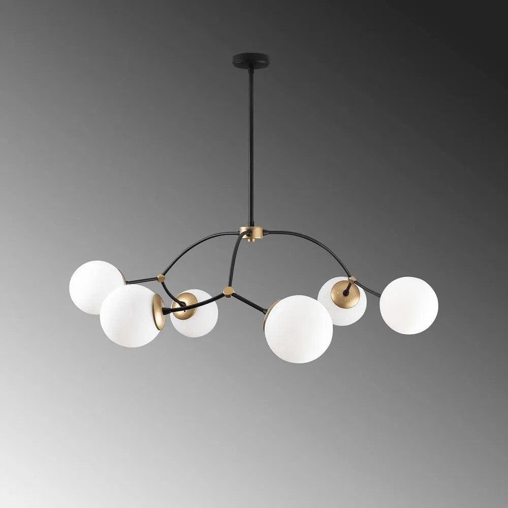 Biało-czarna lampa wisząca ze szklanym kloszem ø 90 cm Kromozom – Opviq lights
