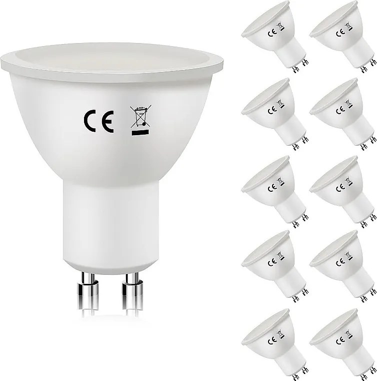 NETTLIFE Opakowanie 10 sztuk lamp LED GU10 Ciepła biel 3000K 6W zastępuje żarówki energooszczędne 60W Żarówka energooszczędna Kąt rozsyłu światła 110°