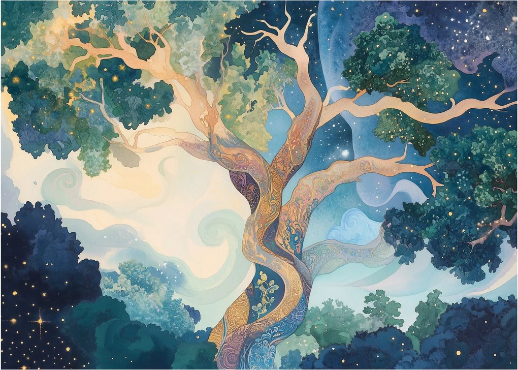 Obraz na szkle – Kosmiczne drzewo (70x50 cm)