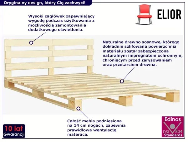 Sosnowe łóżko do sypialni W4-W36